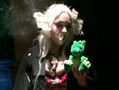 Windsor, the Grumpy Dragon, joins a sci-fi belly dancer for a smoke break